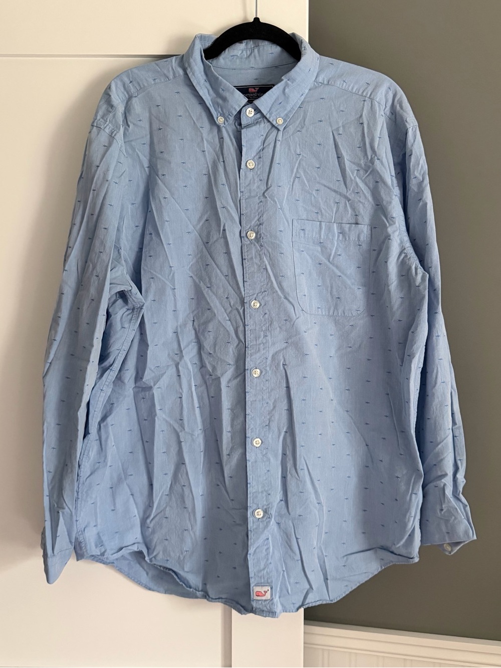 Vineyard Vines Classic Fit Murray Shirt Shark Print Button Down Blue